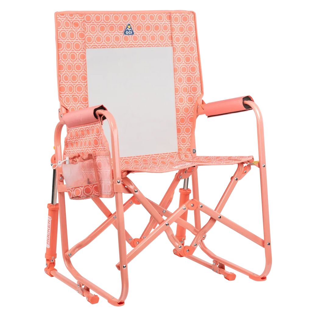 Heavy-Duty Freestyle Stowaway Rocker - Choice 794 - RoadTrip Rocker Smooth Motion Camp Chair - Coral Mosaic