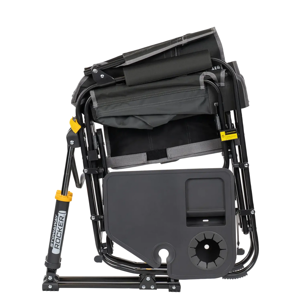 Premium All-Weather Stowaway Rocker with Side Table - Choice 253 - Heavy-Duty Kickback Rocker with Beverage Holder Detail