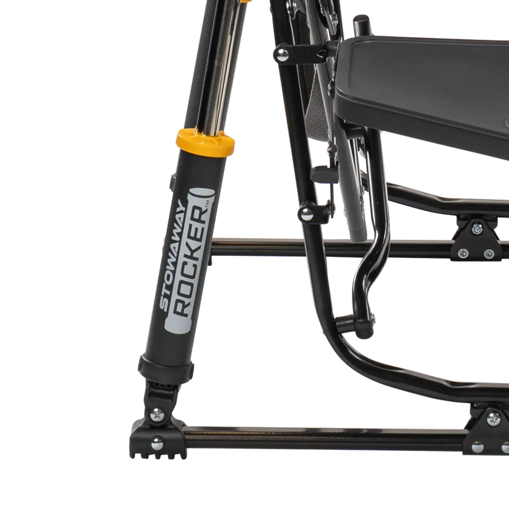 Premium All-Weather Stowaway Rocker with Side Table - Choice 253 - Heavy-Duty Kickback Rocker with Beverage Holder Detail