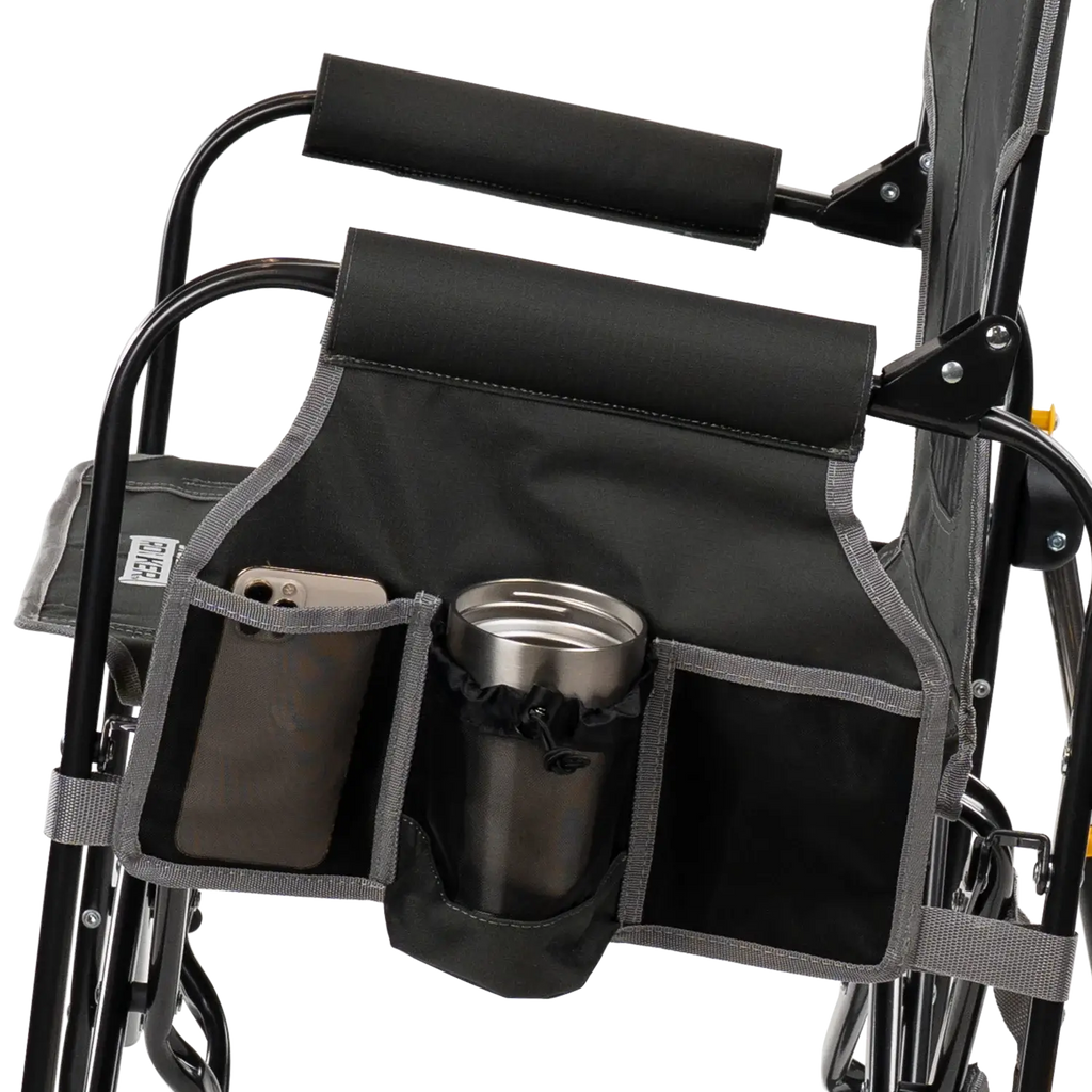 Premium All-Weather Stowaway Rocker with Side Table - Choice 253 - Heavy-Duty Kickback Rocker with Beverage Holder Detail