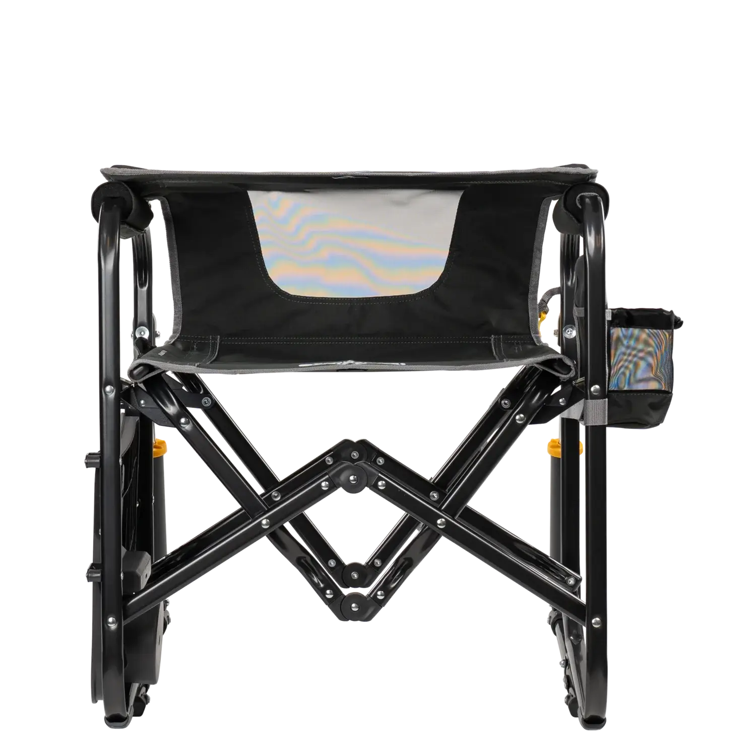 Premium All-Weather Stowaway Rocker with Side Table - Choice 253 - Heavy-Duty Kickback Rocker with Beverage Holder Detail