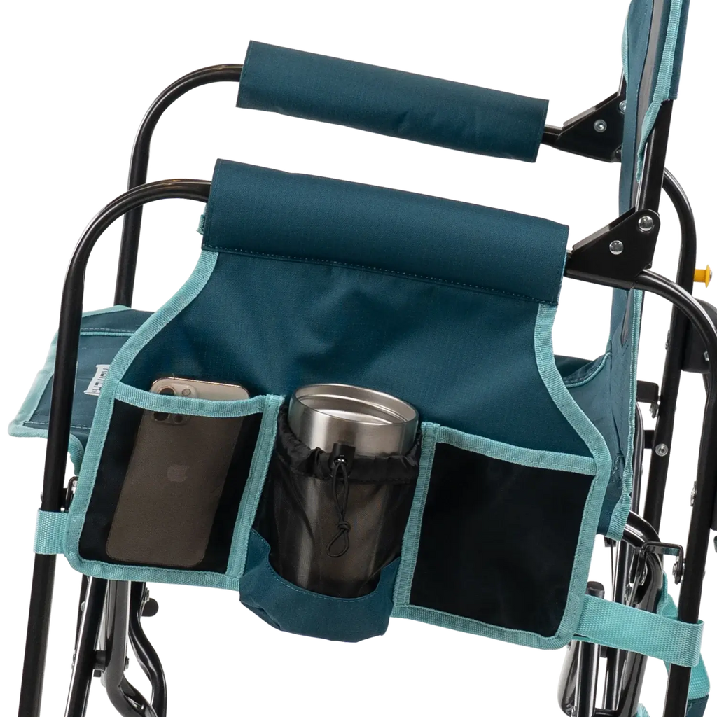 Premium All-Weather Stowaway Rocker with Side Table - Choice 253 - Heavy-Duty Kickback Rocker with Beverage Holder Detail