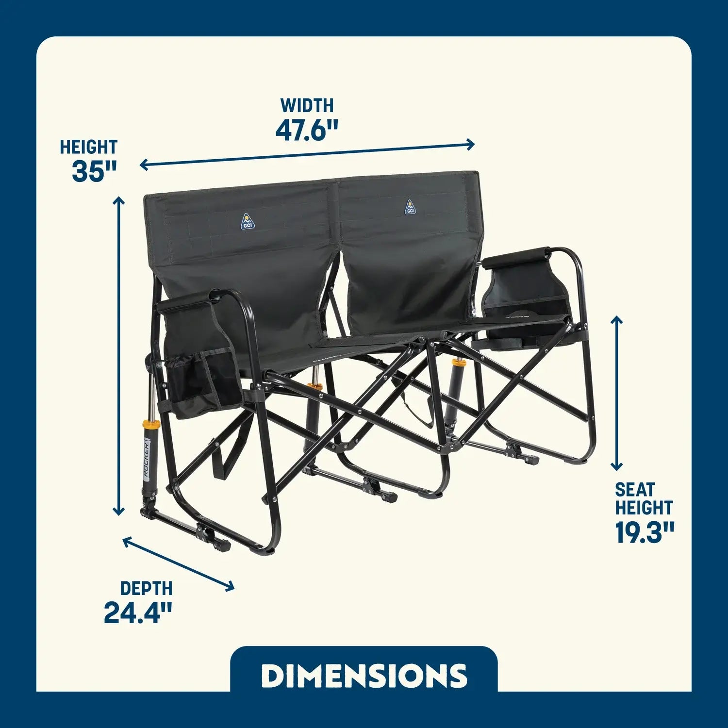 Heavy-Duty Freestyle Tandem Rocker - Choice 227 - Freestyle Rocker Portable Outdoor Folding Chair Detail