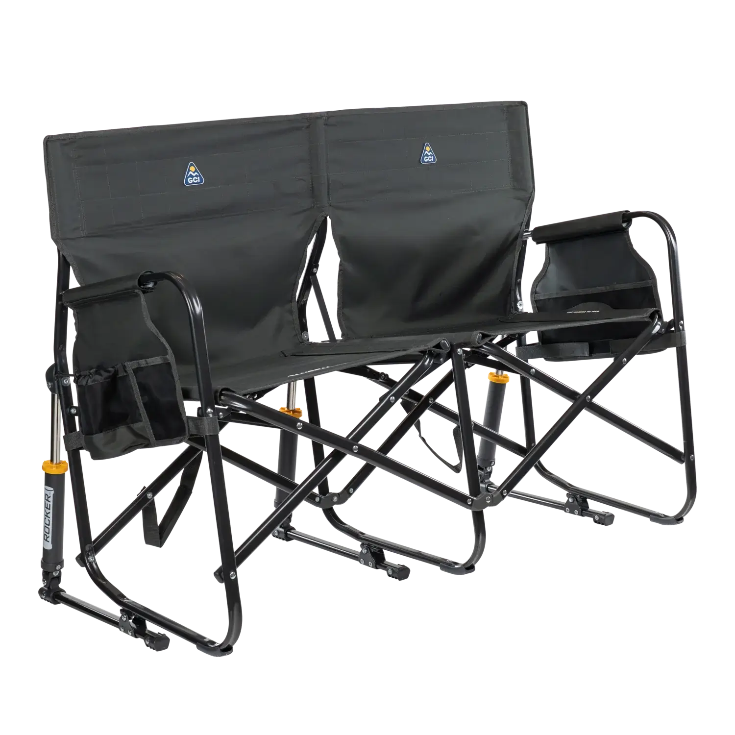 Heavy-Duty Freestyle Tandem Rocker - Choice 227 - Freestyle Rocker Portable Outdoor Folding Chair - Dark Charcoal