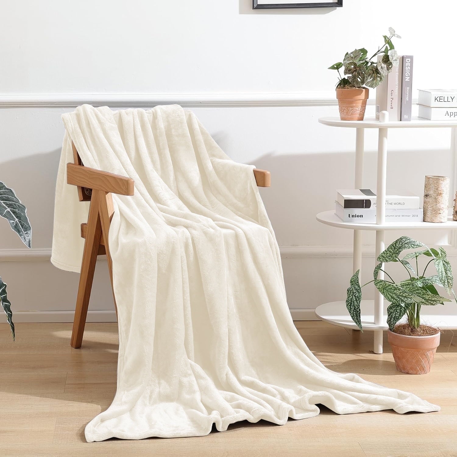 Cozy Fleece Throw Blanket for Couch, Ultra Soft Cream White Throws for Travel Camping Sofa Bed, Lightweight Cozy Bed Blanket for ... - Luxury Knitted Decorative Throw Blanket with Fringes - Default Title